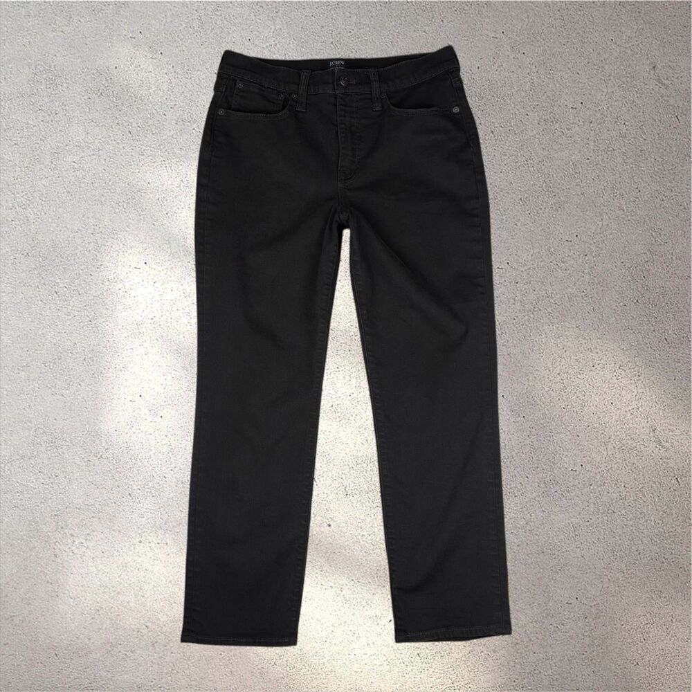 J.Crew Essential Straight Jeans Women's 29 Black High Rise Stretch Denim Chic